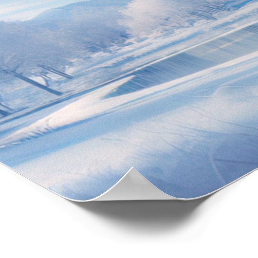 穏やかな冬の池、穏やかな冬の風景 ポスター (角)