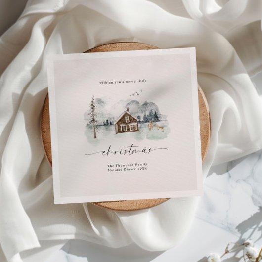 穏やかな冬の風景のクリスマス スタンダードカクテルナプキン