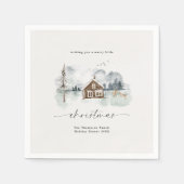 穏やかな冬の風景のクリスマス スタンダードカクテルナプキン (正面)