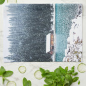 穏やかな冬（ルイーズ湖） キッチンタオル (折り畳み)