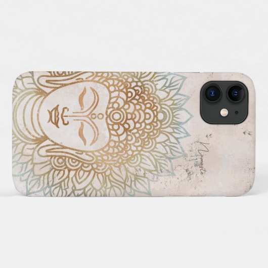 穏やかな北極のトーンと金ゴールドブッダのチベット Case-Mate iPhoneケース (裏面(横))