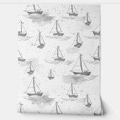 穏やかな単色のセーリングボートのパターン 壁紙 (ほどく)