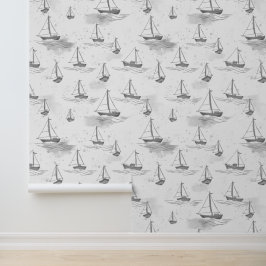 穏やかな単色のセーリングボートのパターン 壁紙