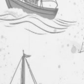 穏やかな単色のセーリングボートのパターン 壁紙 (縫い目)