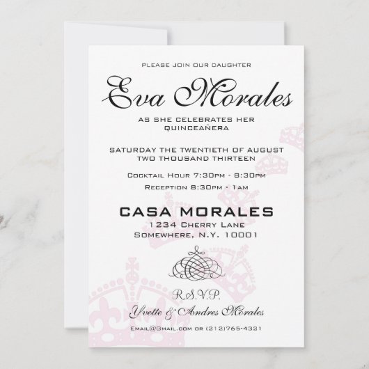 穏やかな原因の招待されましたQuinceañeraを保って下さい 招待状 (裏面)