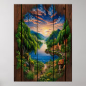 穏やかな反射：湖のポートレート ポスター (正面)