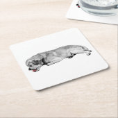 穏やかな口、小さな火花 スクエアペーパーコースター (アングル)