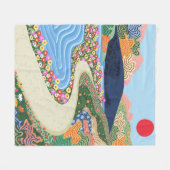 穏やかな地平線 フリースブランケット (正面(横))