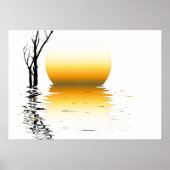 穏やかな壁画の夕陽 ポスター (正面)