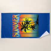 穏やかな夏の夕日 ビーチタオル (正面)