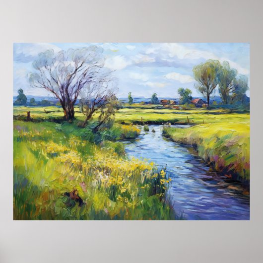 穏やかな夏の流れ海辺の風景 ポスター (正面)