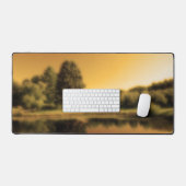 穏やかな夏の湖サンセットスカイフォト デスクマット (キーボード&マウス)