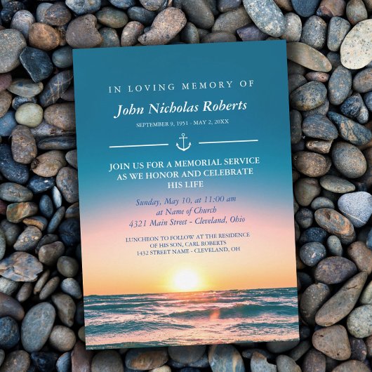 穏やかな夕日いかり航海のメモリアルサービスインビ 招待状