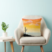 穏やかな夕日のシルエット – ミニマルな風景 クッション (椅子)