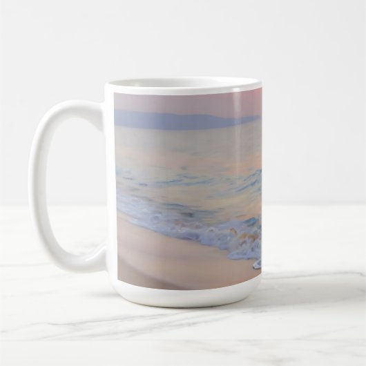 穏やかな夕日のビーチ 海の輝き コーヒーマグカップ (左)
