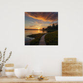 穏やかな夕日の景色の雰囲気 ポスター (キッチン)