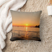 穏やかな夕日の自然撮影 クッション (ブランケット)