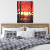 穏やかな夕日絵画の風景 キャンバスプリント (インサイチュ (寝室))