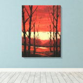穏やかな夕日絵画の風景 キャンバスプリント (インサイチュ (ウッドフロア))