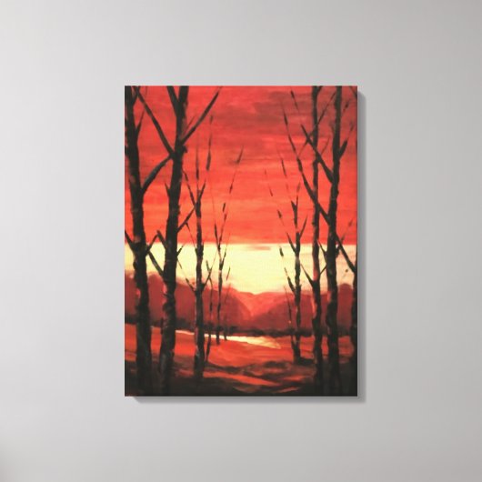 穏やかな夕日絵画の風景 キャンバスプリント (正面)