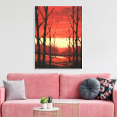 穏やかな夕日絵画の風景 キャンバスプリント (インサイチュ (リビング))