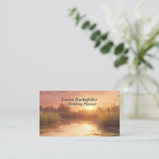 穏やかな夕日 名刺 (スタンド正面)