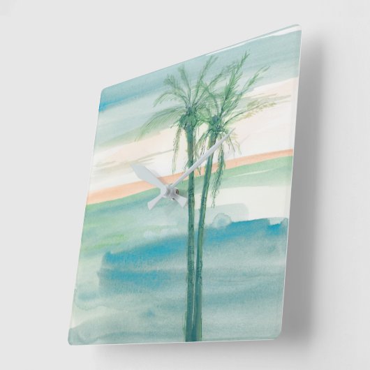 穏やかな夕暮れの熱帯地方 スクエア壁時計 (傾斜)