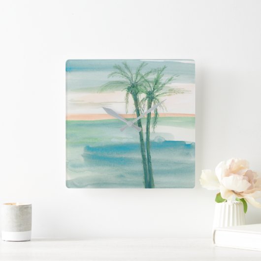 穏やかな夕暮れの熱帯地方 スクエア壁時計 (ホーム)