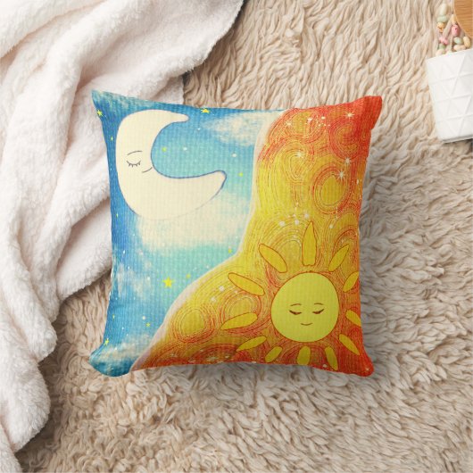 穏やかな太陽と月 クッション (ブランケット)