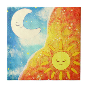 穏やかな太陽と月 タイル