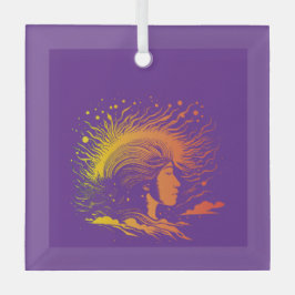 穏やかな女性のプロフィール。 ガラスオーナメント