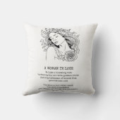 穏やかな女性、黒と白の薔薇 クッション (裏面)