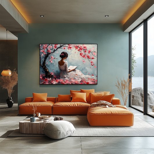 穏やかな女読がさくらんぼに咲く ポスター