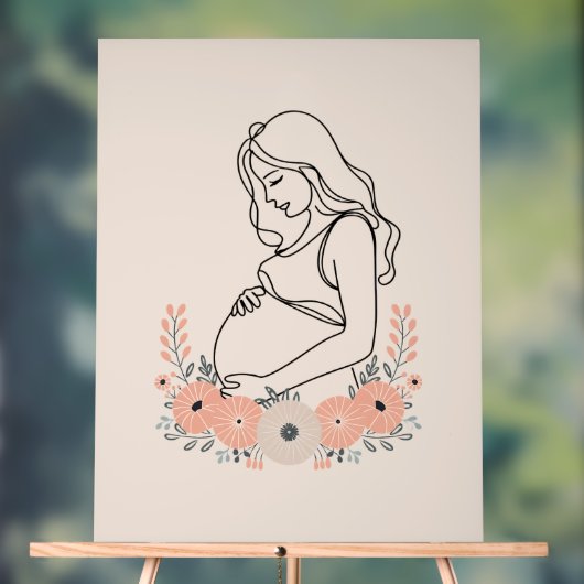 穏やかな妊娠ラインアート アクリルサイン (ニュートラル)