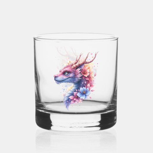 穏やかな守護のドラゴン。 ウイスキーグラス (正面)