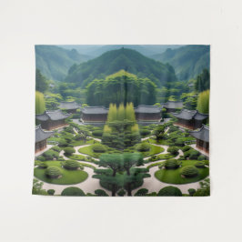 "穏やかな家を持って伝統的来る – ヴィレッジビュー タペストリー