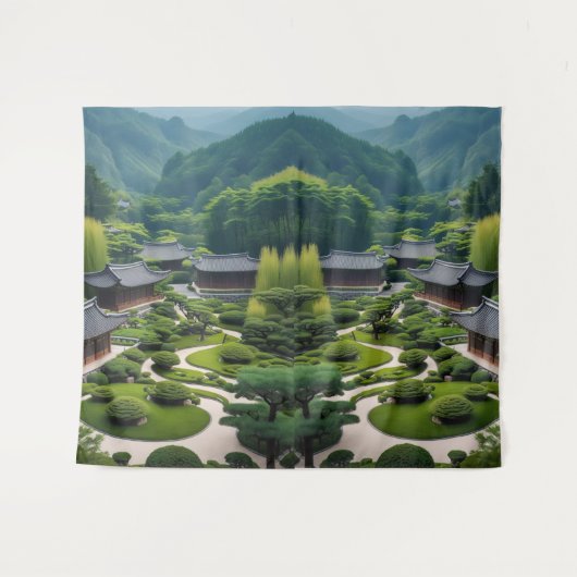 "穏やかな家を持って伝統的来る – ヴィレッジビュー タペストリー (正面(横))