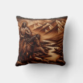 穏やかな山々を馬に乗るイエス クッション (裏面)