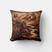穏やかな山々を馬に乗るイエス クッション (正面)