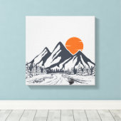 穏やかな山の夕日 キャンバスプリント (インサイチュ (ウッドフロア))