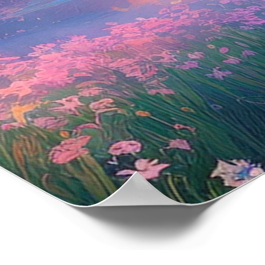 穏やかな山の夕日 ポスター (角)