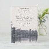 穏やかな山の湖のヴィンテージブルー結婚ー 招待状 (スタンド正面)