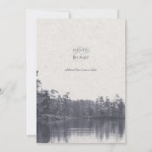 穏やかな山の湖のヴィンテージブルー結婚ー 招待状 (裏面)