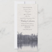 穏やかな山の湖のヴィンテージブルー結婚ー 招待状 (正面)