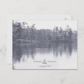 穏やかな山の湖の風景アンティークブルーグレー 案内ポストカード (正面/裏面)