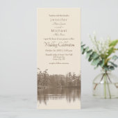 穏やかな山の湖の風景アンティーク写真 招待状 (スタンド正面)