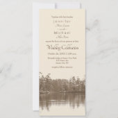 穏やかな山の湖の風景アンティーク写真 招待状 (正面)