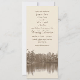 穏やかな山の湖の風景アンティーク写真 招待状