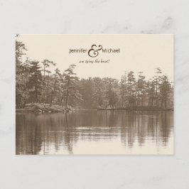 穏やかな山の湖の風景アンティーク写真 案内ポストカード