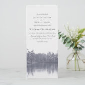 穏やかな山の湖の風景ブルー結婚グレイ 招待状 (スタンド正面)